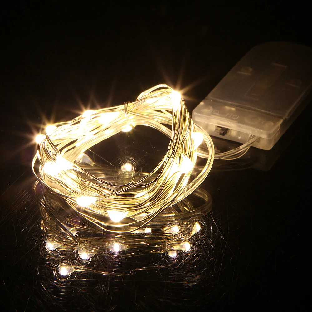 

2M 20LED Copper Silver Wire Garlands String lights Waterproof Holiday lighting For Fairy Christmas Tree Wedding Party Decoration
