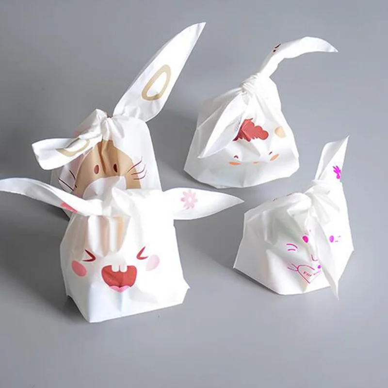 

30Pcs/lot Rabbit ears Shaped Biscuit packaging bags Cartoon Food Grade Plastic Candy/Gift bag Wedding Party Supplies 7z-za434