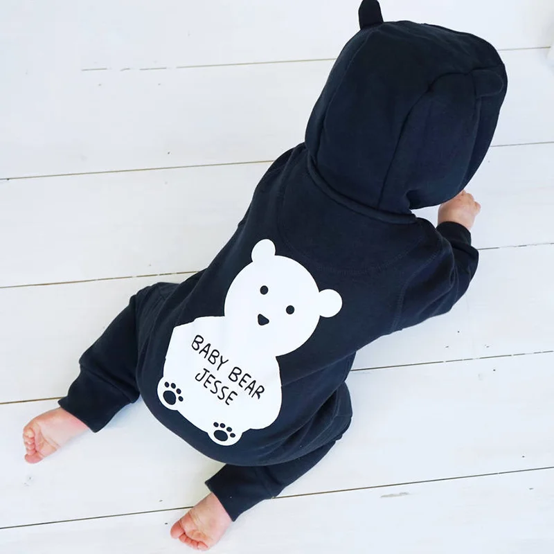 

Cute Autumn Winter Cotton Polyester Baby Romper Bear Style Long Sleeve Coverall Hooded Infant Jumpsuit One Piece for Toodler