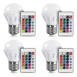 RGB светодиодный лампа с дистанционным Управление 3 Вт E27 винт базы E27 светодиодный свет лампы Цвет изменение для KTV украшения домашний бар