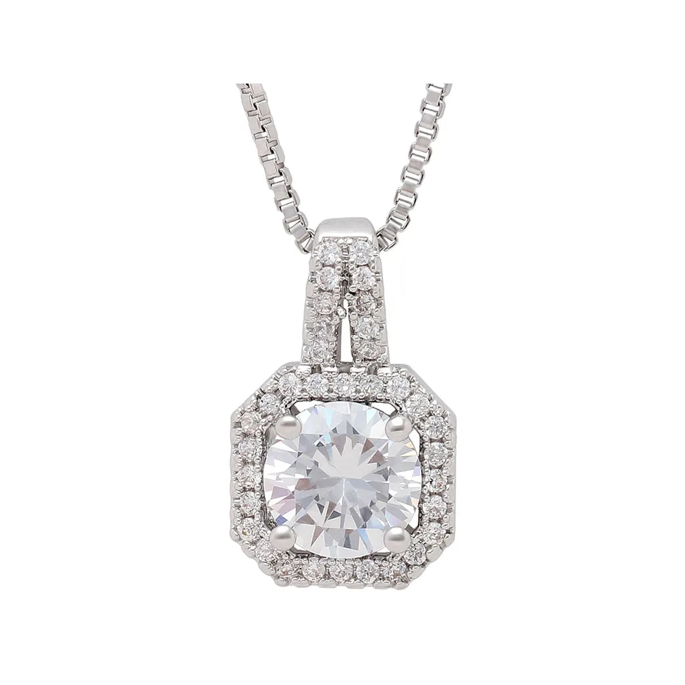 Luxury White Clare Cubic Zirconia Pendants Charm CZ Square Jewelry