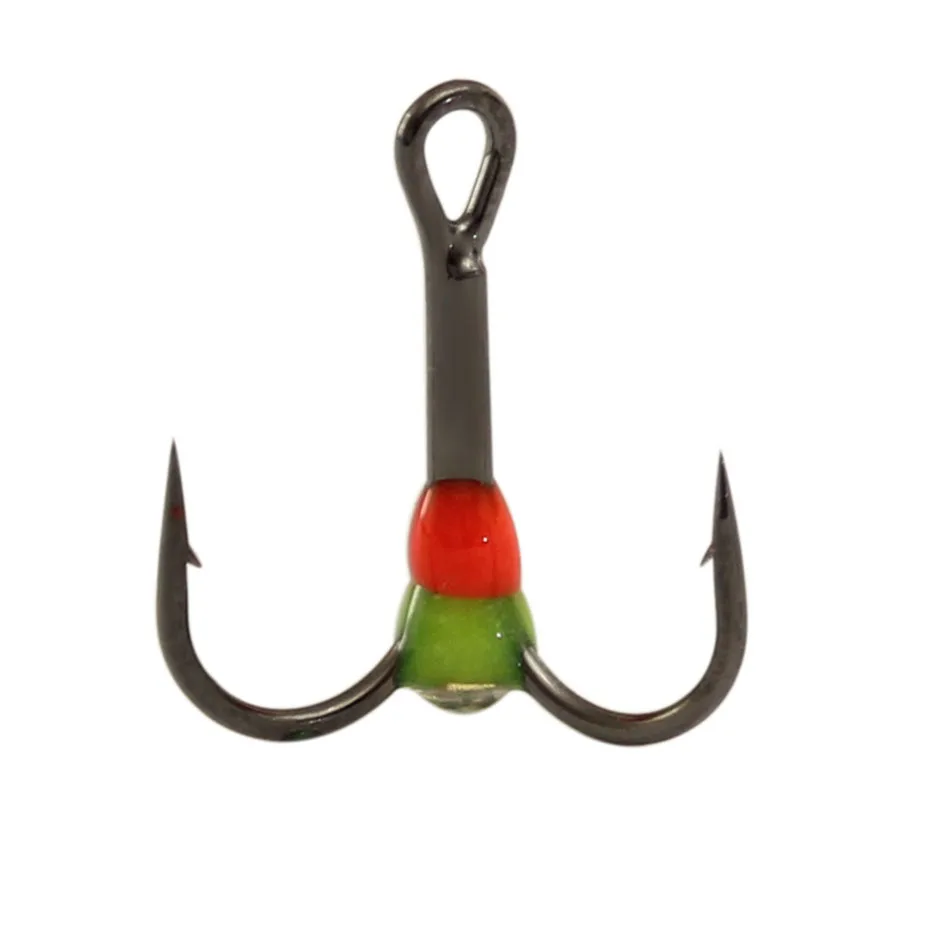 

5Pcs/lot Fishing Hook High Carbon Steel Treble Overturned Hooks rainbow Fishing Tackle Round Bend Treble For Bass