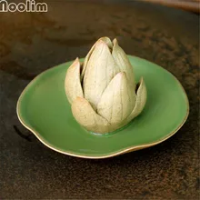 Ручной Работы Керамический лотос лист и Лотос ладан палочка горелки чай ПЭТ курильница дзен буддистские благовония держатель