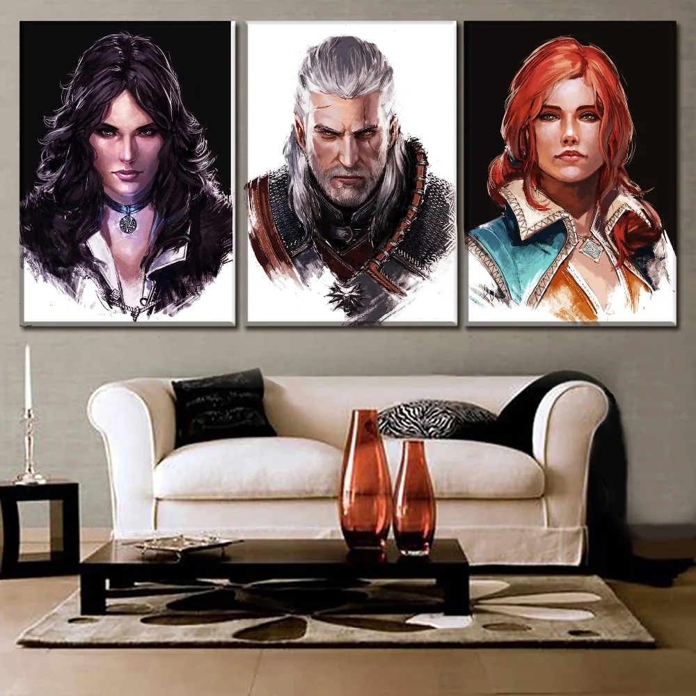 Canvas HD Prints Paintings Home Decorative 3 Pieces The Witcher 3 Wild