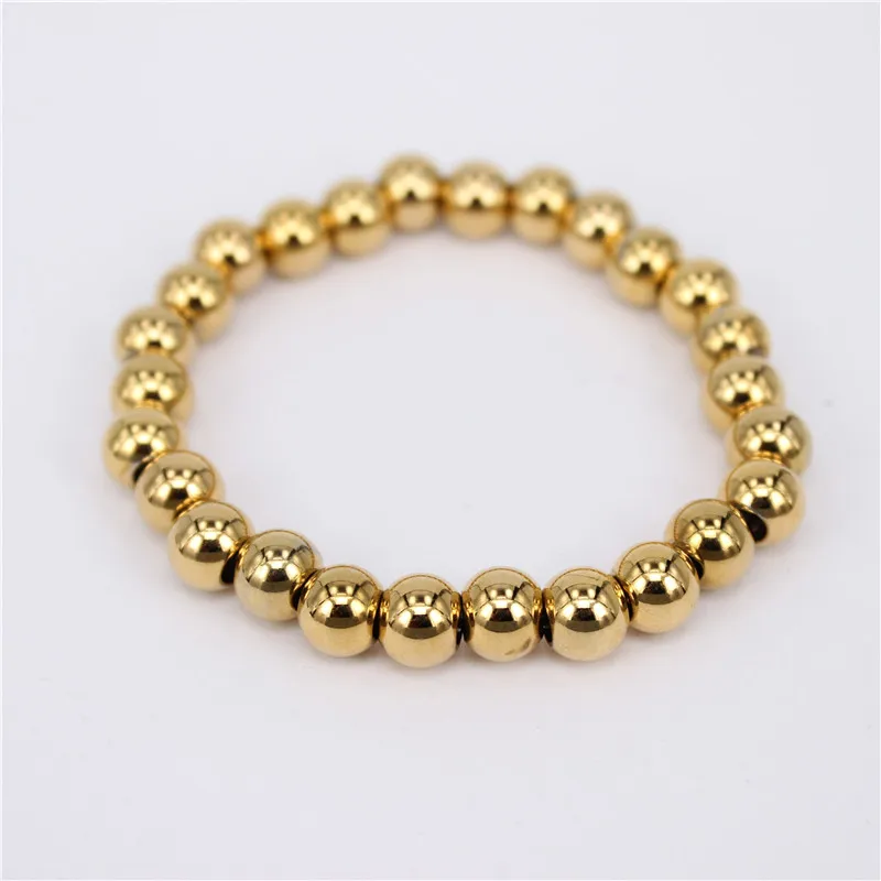 

Summer refreshing wear Stainless steel 28 handmade beads bracelet Male and female couples wearing Elastic bead bracelet
