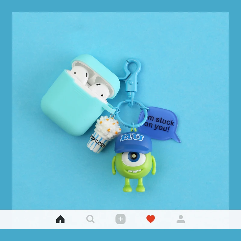 Cute Cartoon Decorative Silicone Case for airpods apple case Accessories Protective Bluetooth Wireless Headset Cover Key Ring