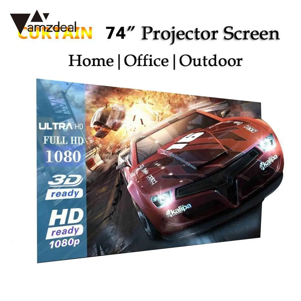 

Portable Projection Curtain Movie Screen Projector Curtain Projection Screen Home Cinema Courtyard Squares White Foldable