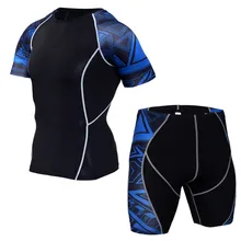 Newest sport suit Fitness Compression Sets T Shirt Men 3D Printed MMA Elasticity Quick Dry Short Sleeve T-shirt And Shorts Male male t shirt puma 57499701 sports and entertainment for men sport clothes