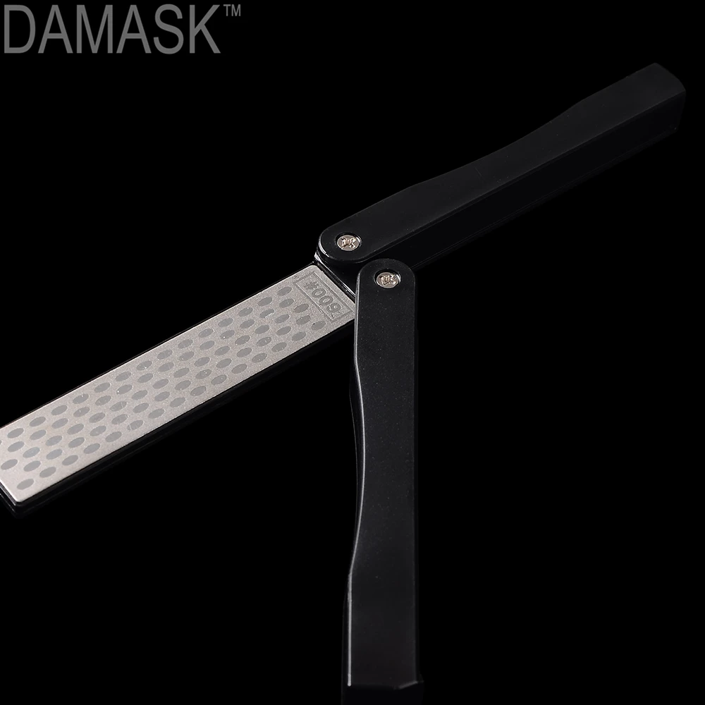 DAMASK Outdoor Portable Double-sided 400/600 Design Outdoor Sharpening Stick ABS Handle Black Color Sharpener