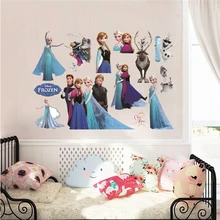 Cartoon Olaf Sven Kristoff Hans Anna Elsa Prinses Bevroren Thema Muurstickers Home Decoratie Anime Film Muurschilderingen Kids Decals(China)