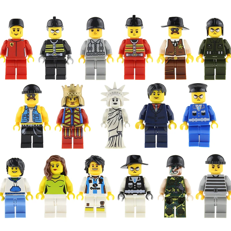

Single Sales Building Blocks Minifigures King Driver Cowboy Statue of Liberty Messi Soldier DIY Model Block Toy Figure Kids Gift