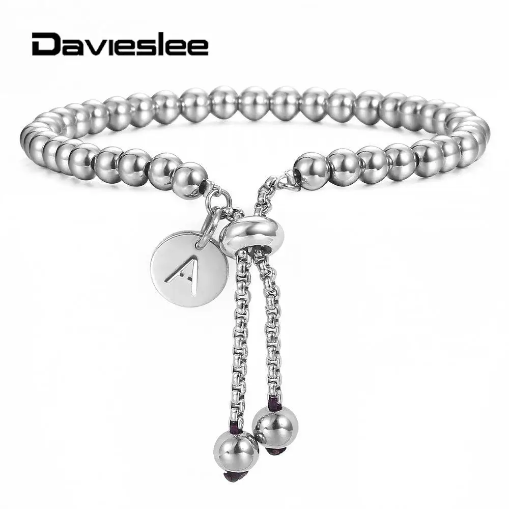 A-Z 26 алфавит большие буквы браслет из нержавеющей стали браслет из бисера регулируемые ювелирные изделия для подарков на день рождения DDB249