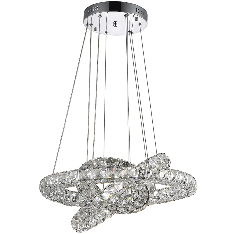 VALLKIN LED Ring Crystal Pendant Lights Hanging Lamps Fixtures with 3 Round Ring 40W LED Source CE FCC ROHS