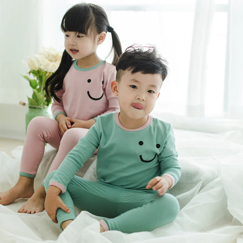 Autumn Baby Girls Boys Sleepwear Children Pajamas Cotton Long Sleeved T