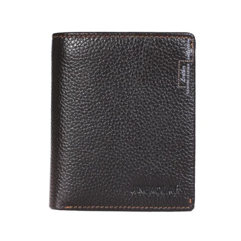 

Genuine Leather Mens Wallet Short Bifold Purse Casual Cowhide Billfold Money Cash Card Holder Letter Business Slim Clutch Purse