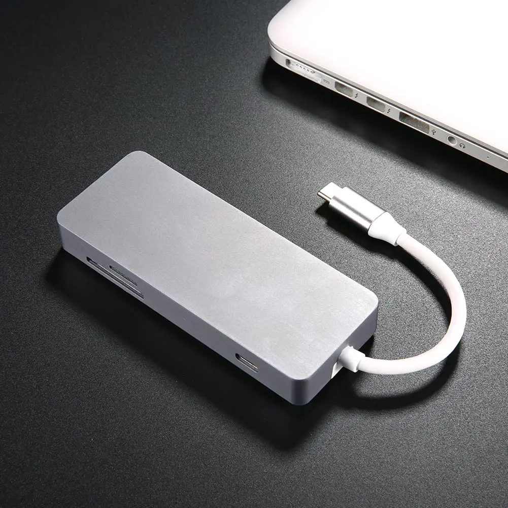 

7 In 1 Type-C Hub Multi-function HDMI/RJ45 TF/SD Card Reader HDMI Port for MacBook Windows Laptop XXM8