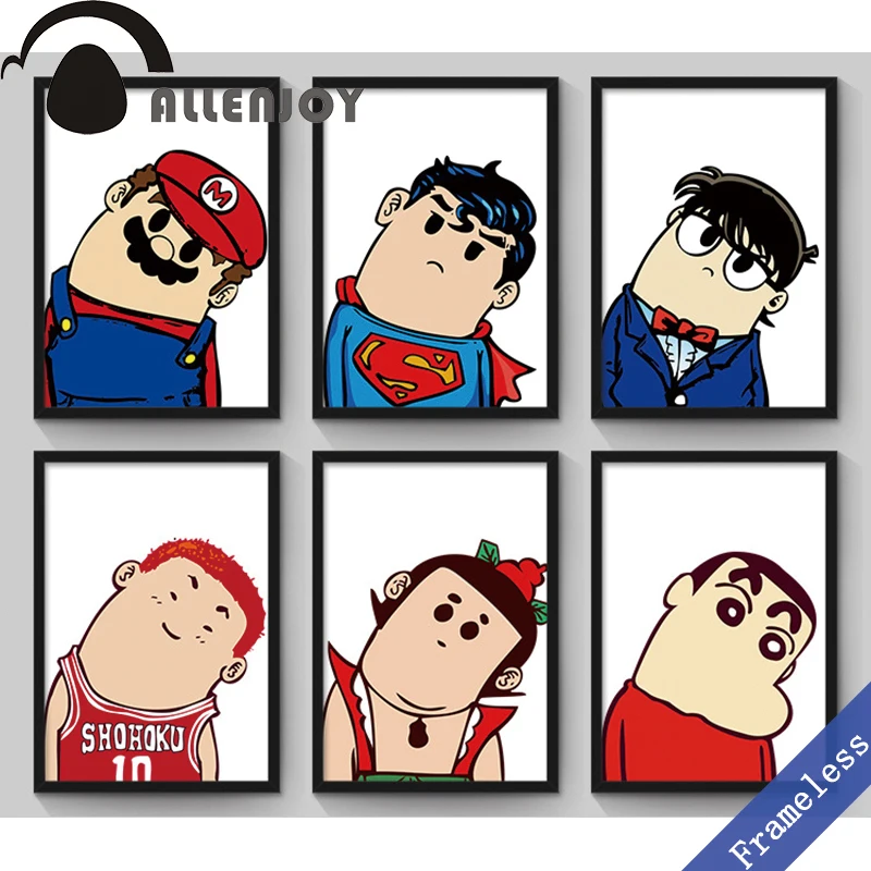 

Cartoon cute characters Crooked neck pikaqiu Conan Art Print Poster Wall Picture Canvas Oil Painting Home Decor kids Frameless
