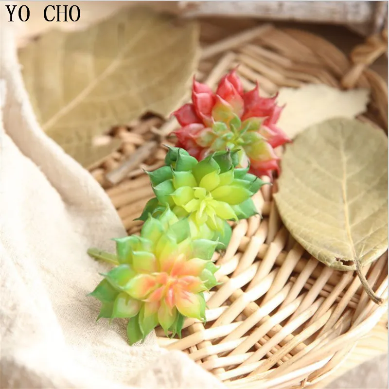 

YO CHO 7PCS 3Colour Artificial Lotus Succulents Plant Home Office Garden Decor Flower DIY Fake Succulent Bar Party Decoration