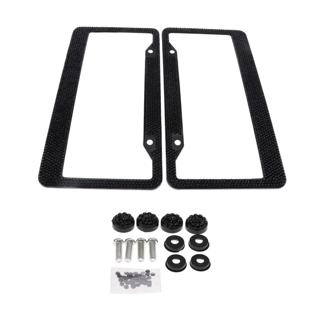 

2 Pieces High Quality 12"x6" License Plate Frame Bling Rhinestone Crystal Diamond 8 Row 5 Colors Available