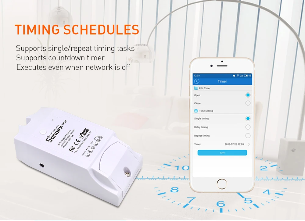 SONOFF TH10 беспроводной переключатель Модуль Автоматизации умного дома датчик температуры и влажности Wifi Пульт дистанционного управления 10A 220W