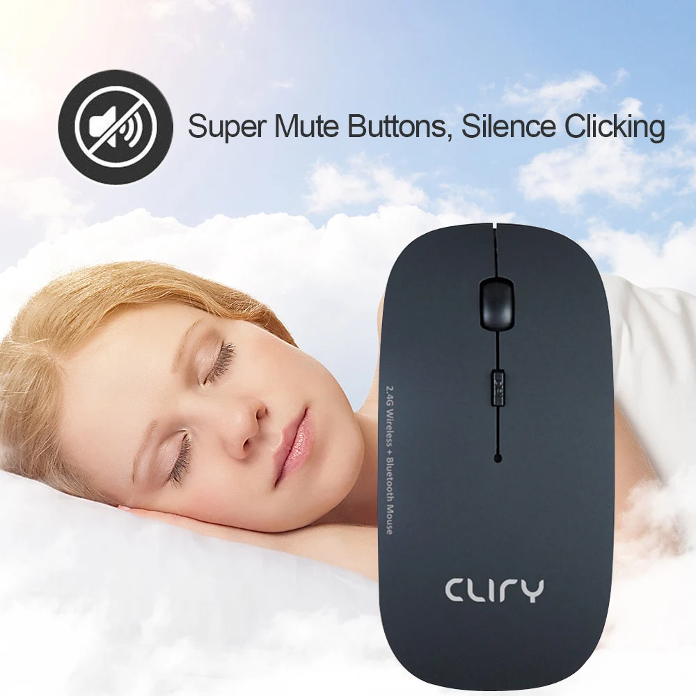 Cliry 2 4 Ghz Беспроводная + Bluetooth двойной режим в 1 беспроводная мышь 1600 точек/дюйм