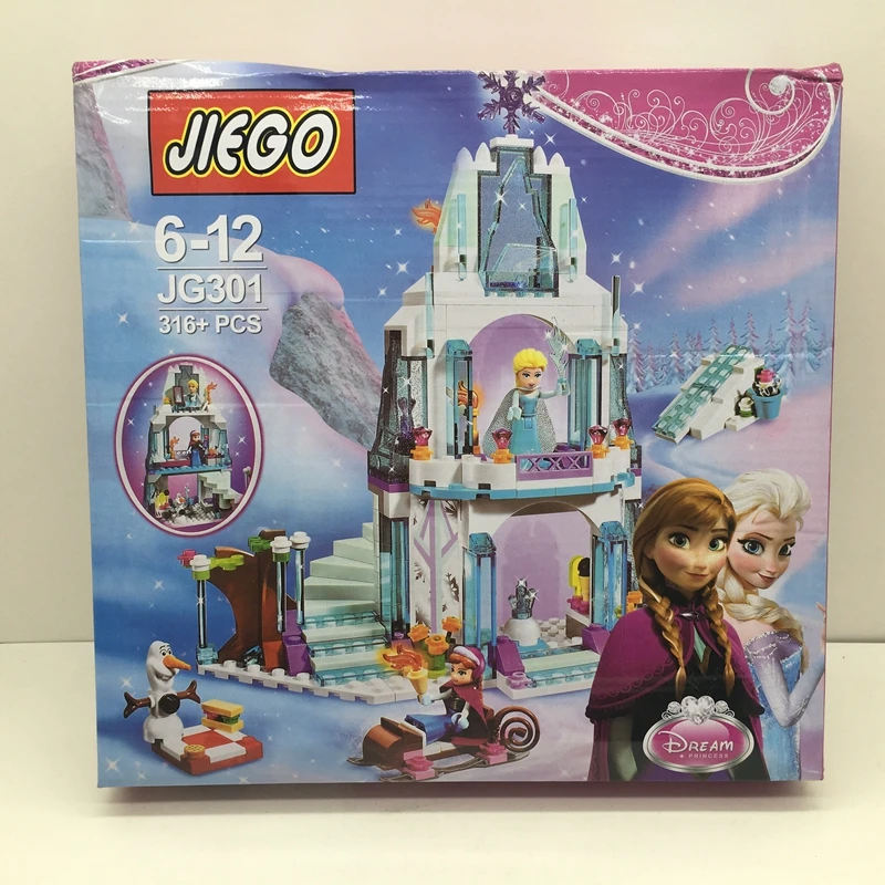 

LEGAOINGS Girl Friends elsa Sparkling Ice Castle Anna Elsa Queen Kristoff Olaf 3d Building Blocks Toys