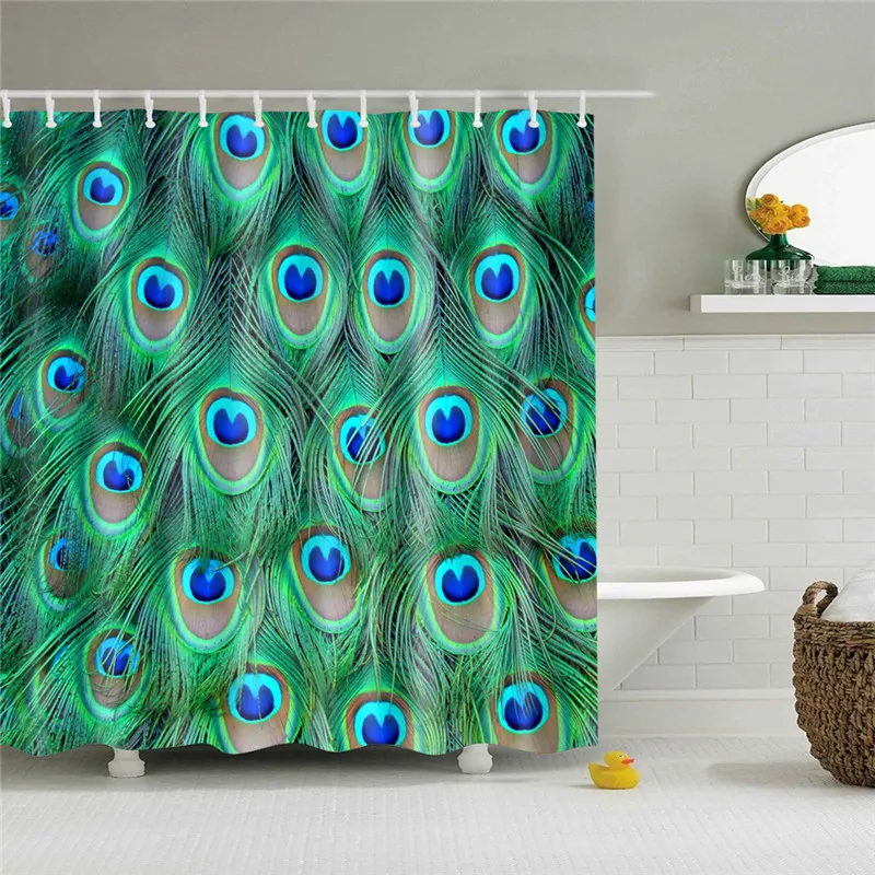 Polyester Fabric Shower Curtain Animals Peacock Painting Nordic Pattern Print Bathroom Decorative Shower Bath Curtains - Цвет: TZ170738