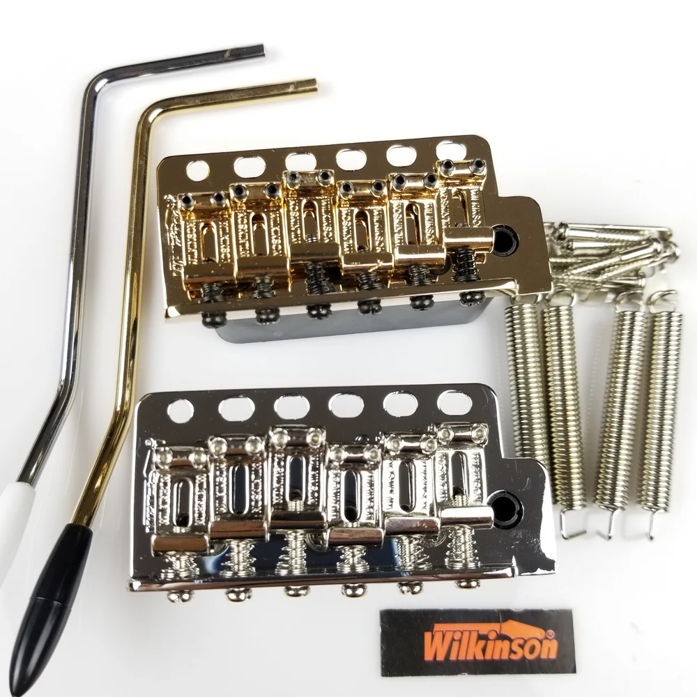 Günstig Wilkinson ST elektrische gitarre Tremolo System Brücke + Gebogen Stahl Sättel WV6 Chrom Silber Gold