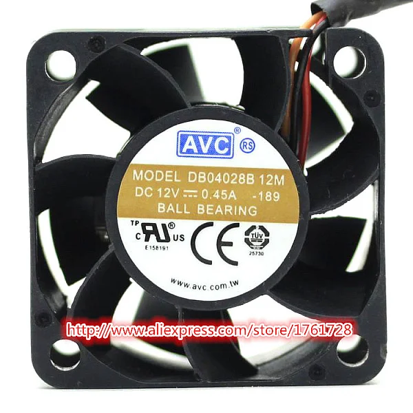 

Original AVC 40*40*28mm 4cm fan DB04028B12M -189 12V 0.45A 3wires servo fan ~