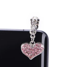 JETTING Универсальный 3,5 мм кристалл сердце болтаются Анти Пыль Разъем для наушников для IPhone