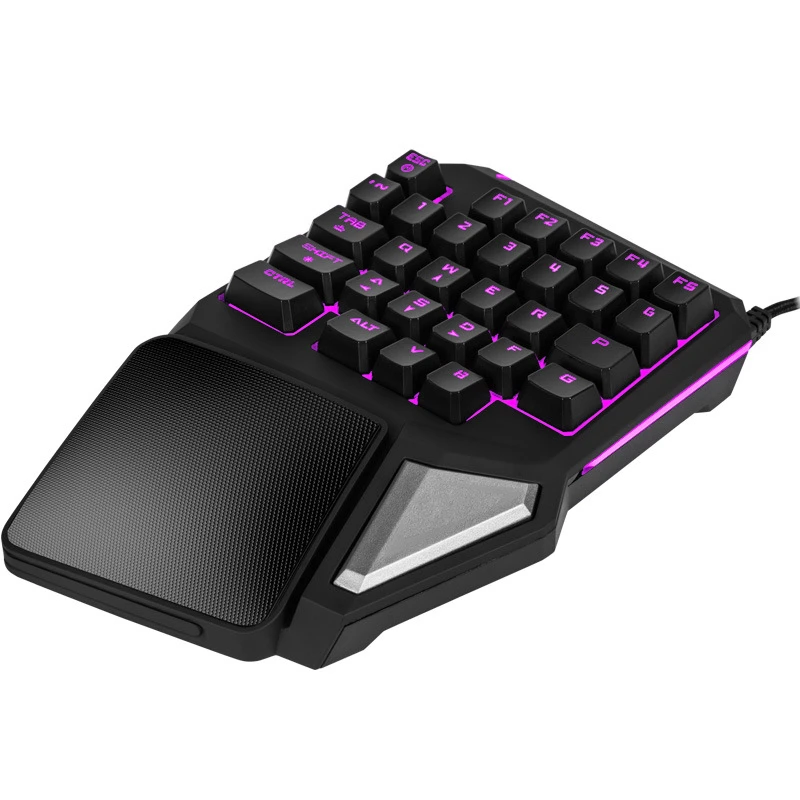 Professional Wired POM axis FPS Gaming Keyboard One Hand LED Backlight