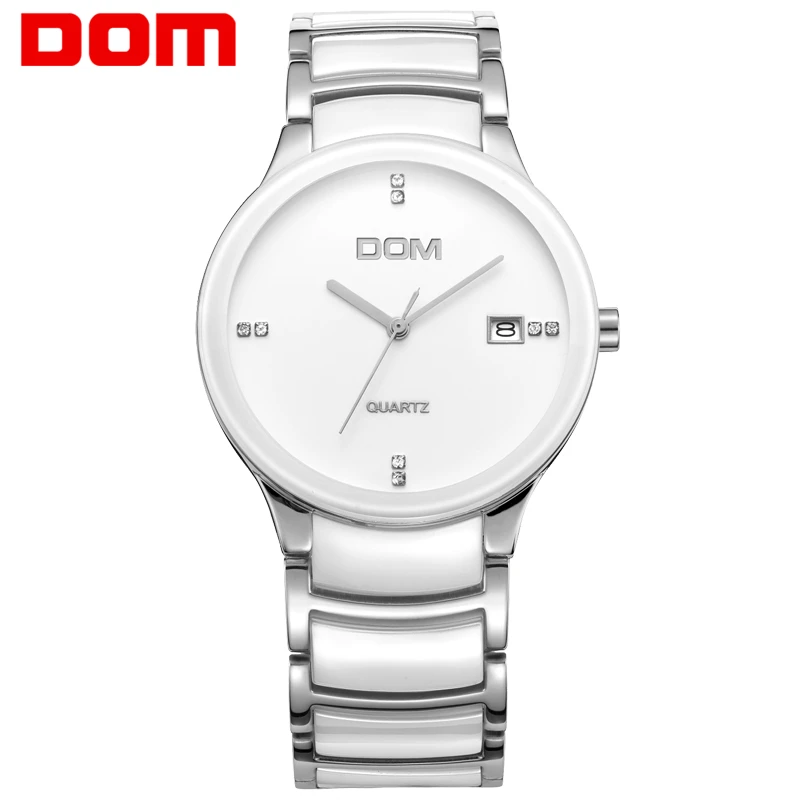 

DOM Top Brand Luxury Man Watch Vintage Ceramic Diamond Wrist Watch Quartz Waterproof Men Business Watches Montre Homme T-729