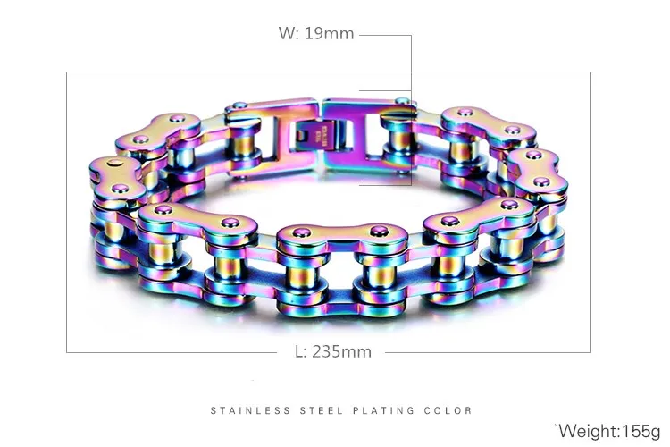 Модные цветные браслеты на велосипедной цепочке для мужчин, 316 нержавеющая сталь, радужные цветные браслеты на велосипедной цепочке для байкеров и мотоциклов