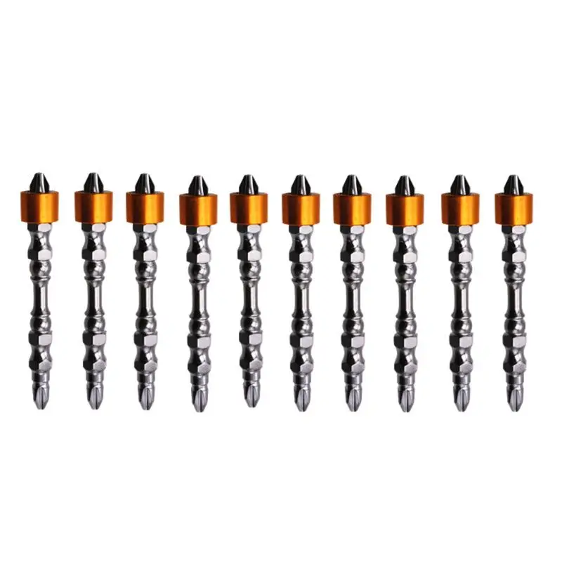 

10pcs PH2 Hardness 65mm Double Cross Head Magnetic Electric Screwdriver Bit Phillips Screw Driver With Ring