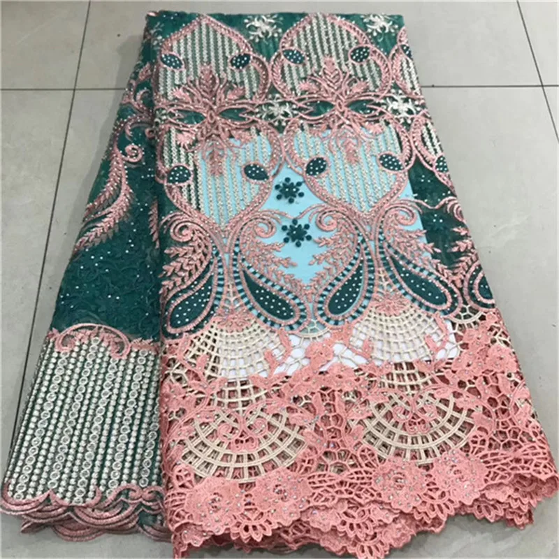 

Good quality french lace fabric with stones African lace fabric latest tulle laces fabrics for 5 yards dress material