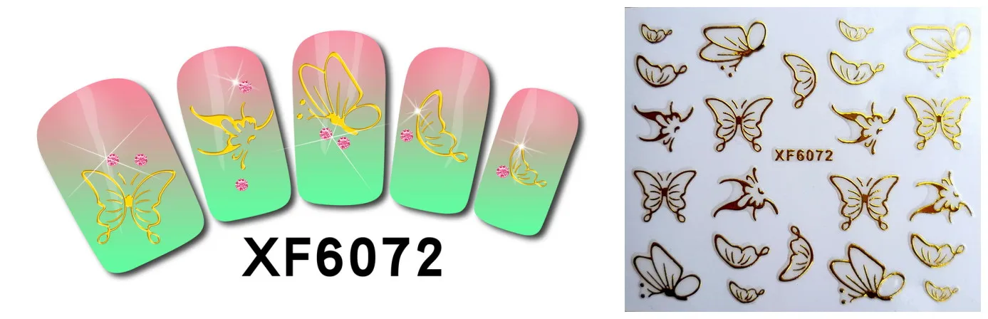 Золотая наклейка для ногтей s Art Decoration DIY Бабочка самоклеющаяся наклейка для ногтей Аксессуары для маникюра дизайн наклейки для ногтей