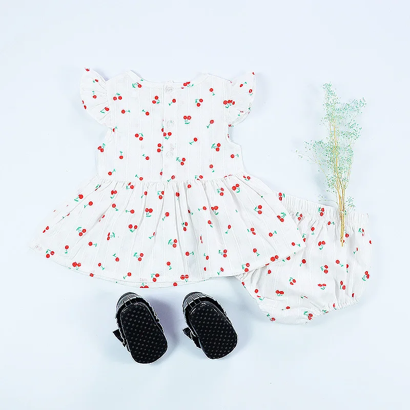 

Summer Children's Clothes Princess Girls clothes Party girls flower prints Cherry dress for kids dress + shorts pants