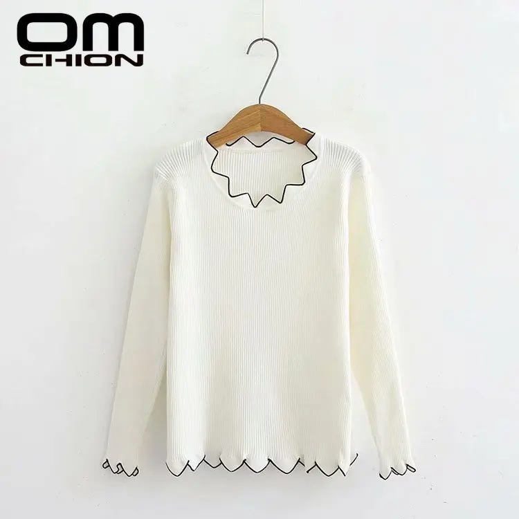 OMCHION Sueter Feminino 2019 корейский стиль Женский асимметричный воротник тонкий свитер Повседневный пуловер с длинными рукавами осенний джемпер LMY208