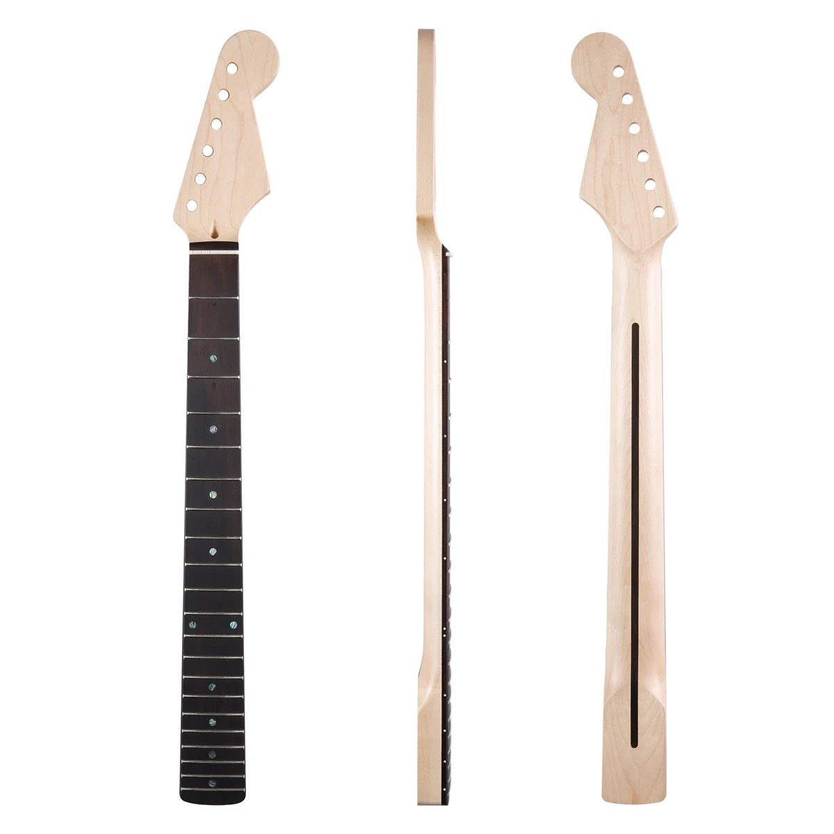 

Dopro 21 Fret Canadian Maple Strat Guitar Neck with Rosewood Fingerboard 10mm Tuner Holes Abalone Inlay and Bone Nut