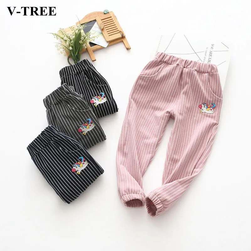 

Children's Pants Embroidery Strip Leggings For Girls Elastic Casual Girls Trousers Spring Autumn 2019 Kids Sports Pants