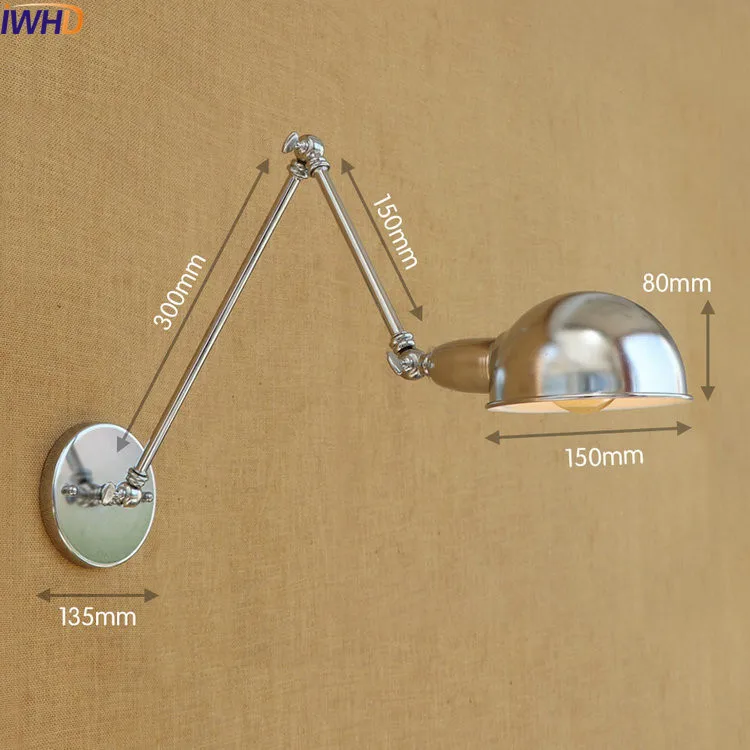 IWHD чердак Эдисон светодиодный настенный светильник светильники качели настенная лампа с длинным кронштейном старинный настенный светильник s Wandlampen аппликация Murale - Цвет абажура: 1