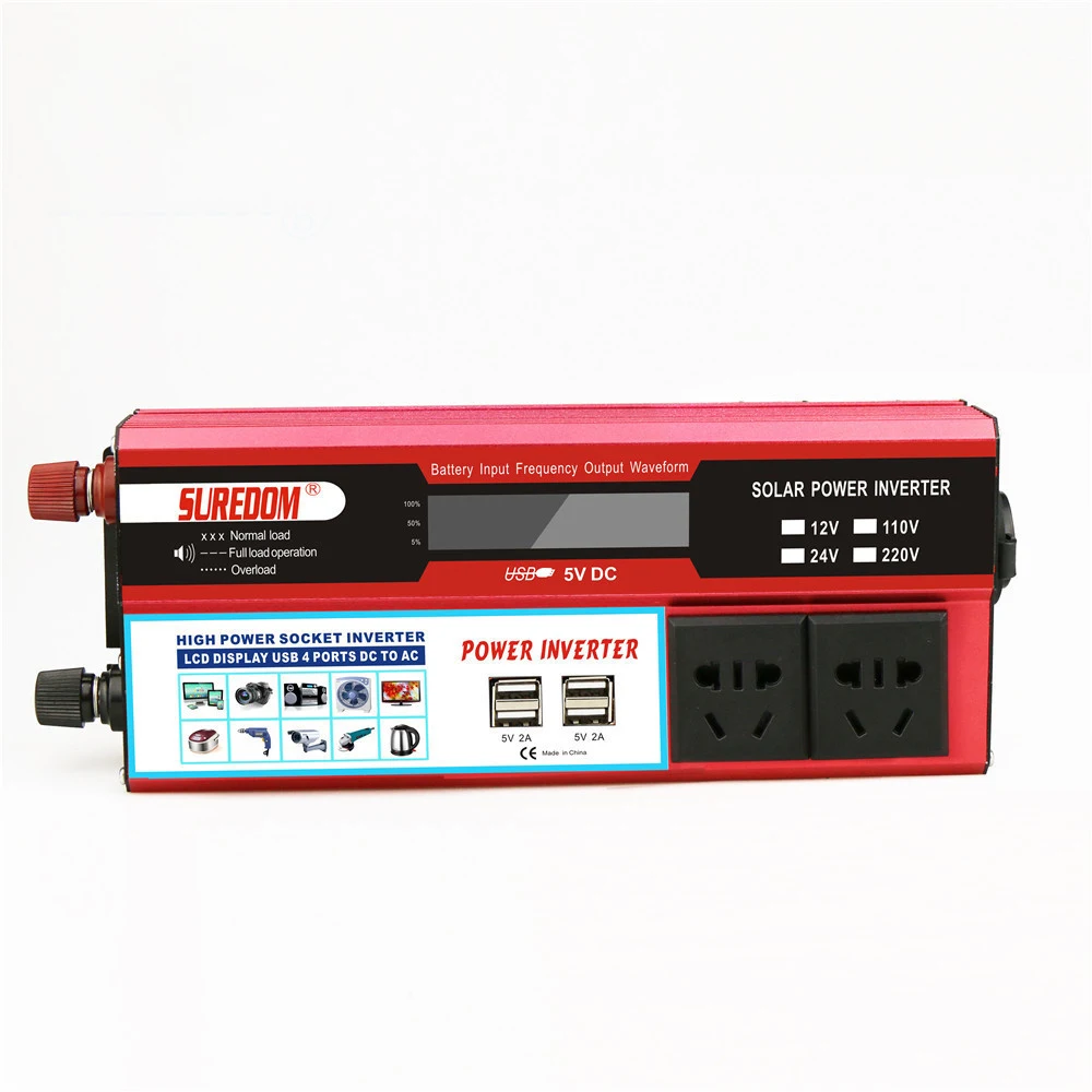 

500w Modified Sine Wave DC12V 24V To AC110V 220V Car Power Inverter Multifunctional Voltage Transformer 4 USB Charger Adapter