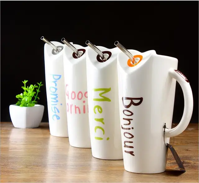 Ceramic Cup With Straw Creative Coffee Mug Good Morning Painting Ceramic Cup With Straw Creative Coffee Mug Good Morning Painting Milk Office Wedding