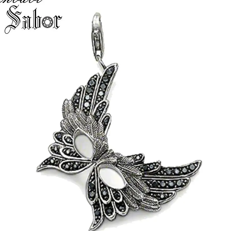 

Pendant Black Mask 925 Sterling Silver & Zirconia For Women Fashion Key Chains Jewelry Halloween Gift Fit Necklace thomas