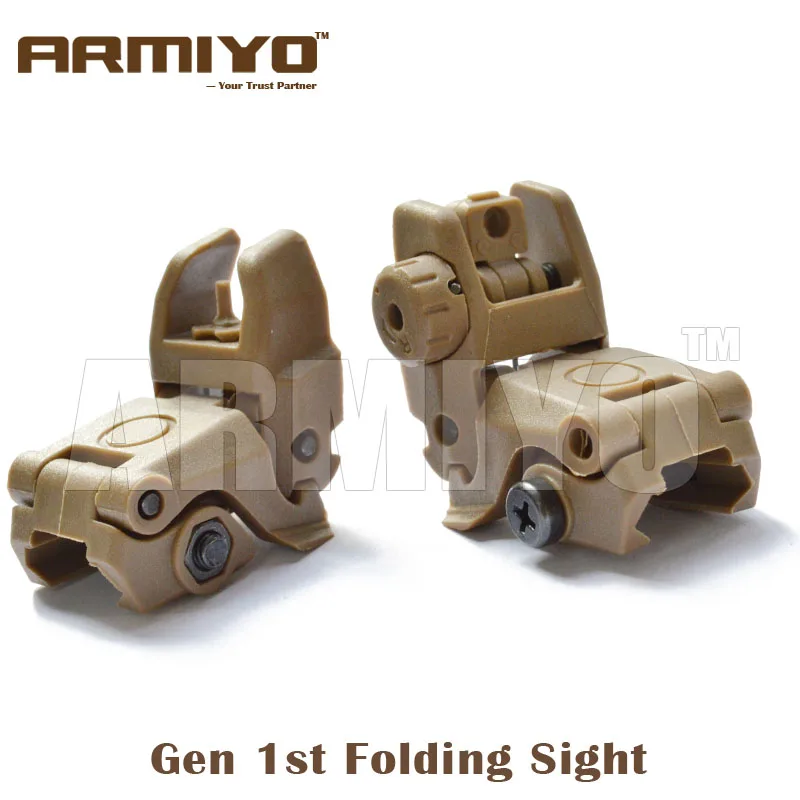 Armiyo Gen 1st Back-up Front and Rear Folding Sight Airsoft Gun Spotting Scope 20mm Rail Hunting Shooting Accessories
