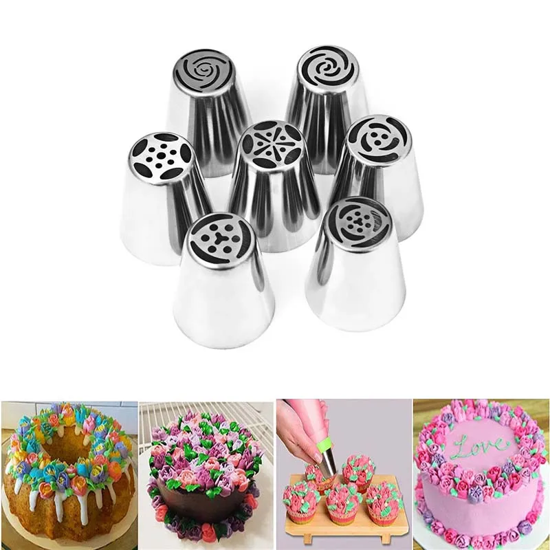

NEW 7/9/11Pcs Russian Piping Tips Stainless Steel Rose Flower Cream Pastry Tips Icing Piping Nozzles Cake Decorating Tools