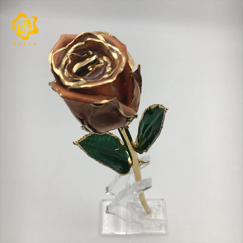 G029-9 Sweety подарок для подарки на день Св. Валентина Шампанское Цвет бутон розы погружения в 24 К золото с красная Подарочная коробочка и сумка