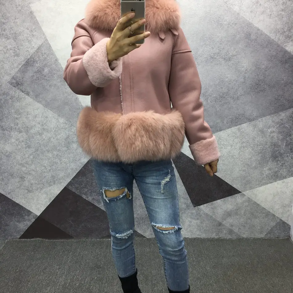 women genuine leather jacket with fur (11)