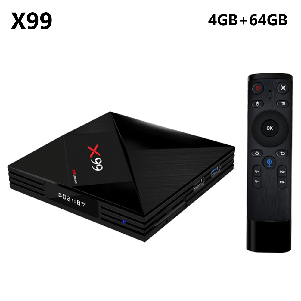 Голосовое управление 4 Гб RAM 64 ROM Smart Android 7 1 TV BOX X99 2 4G 5G Wifi 1000M Bluetooth RK3399 Type C 4K HD