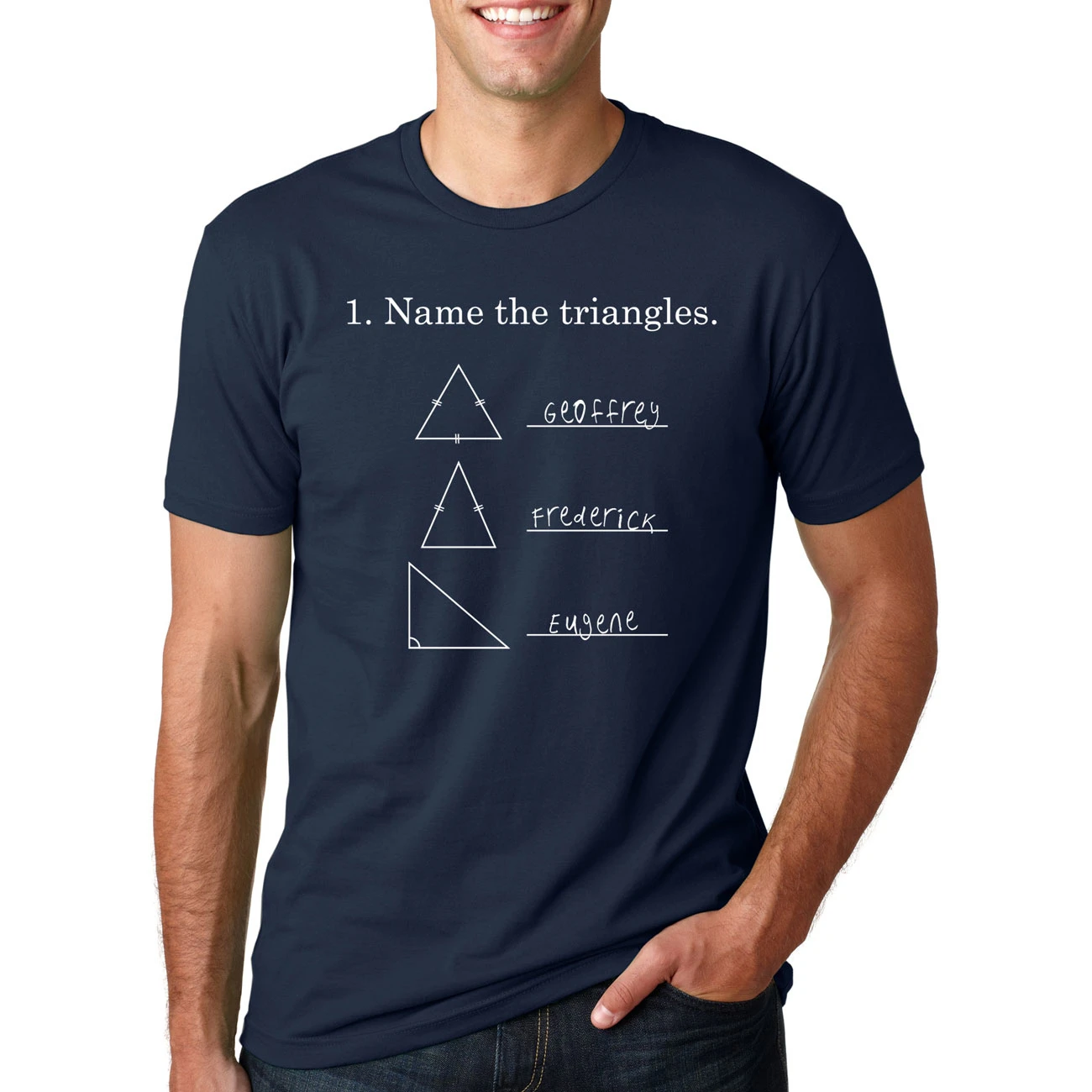 Name the Triangles T Shirt (Men's, Women's, Youth sizes; Navy) (1)